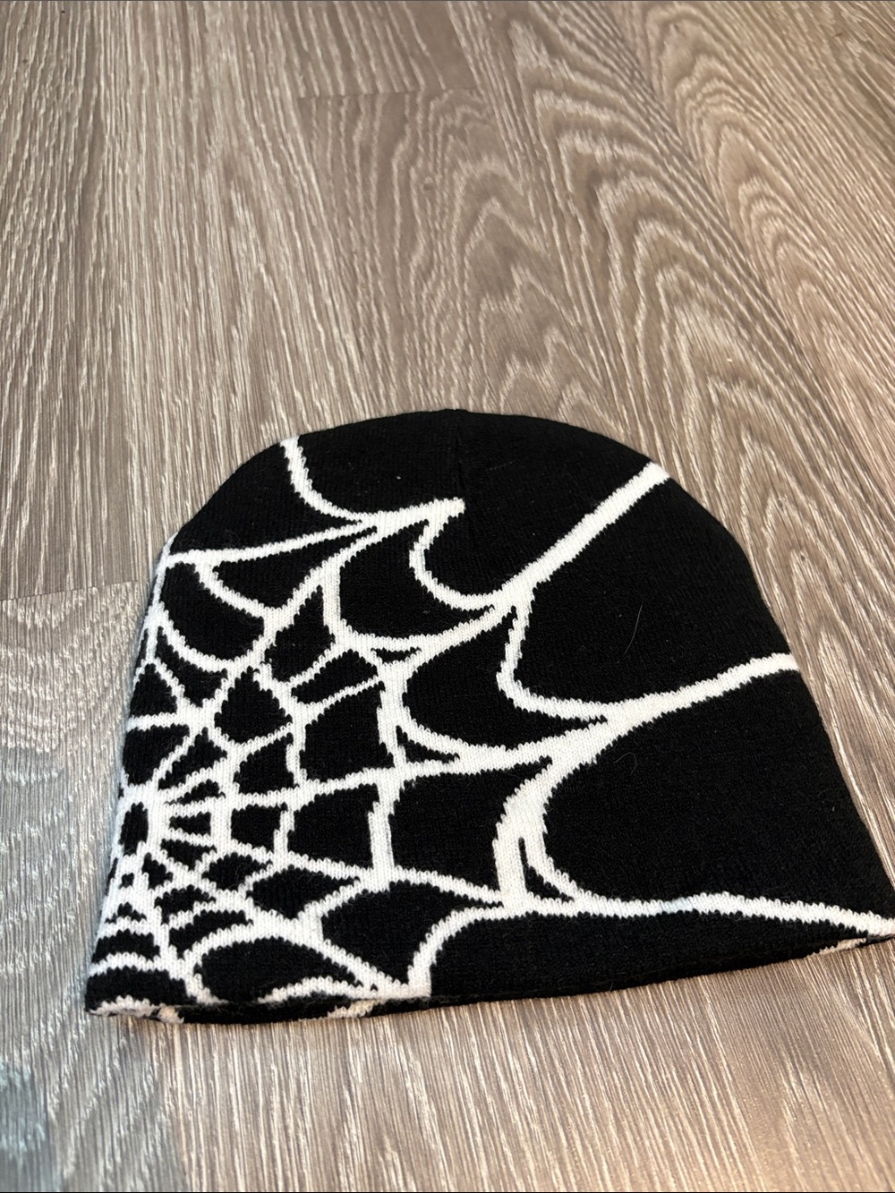 Black & White Spiderweb Beanie Hat - Kids Costume Accessory